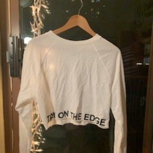 White Long Sleeved Cropped Sweater Top